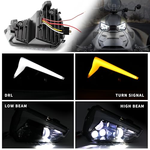 VEISUTOR Front LED Headlights Assembly for Can Am Ryker,LED Headlamp with High-Low Beams DRL Turn Signal Light for Can-Am Ryker 600,900,Sport,Rally Edition All Models Accessories (2PCS) - Image 2