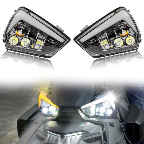 VEISUTOR Front LED Headlights Assembly for Can Am Ryker,LED Headlamp with High-Low Beams DRL Turn Signal Light for Can-Am Ryker 600,900,Sport,Rally Edition All Models Accessories (2PCS) - Image 1