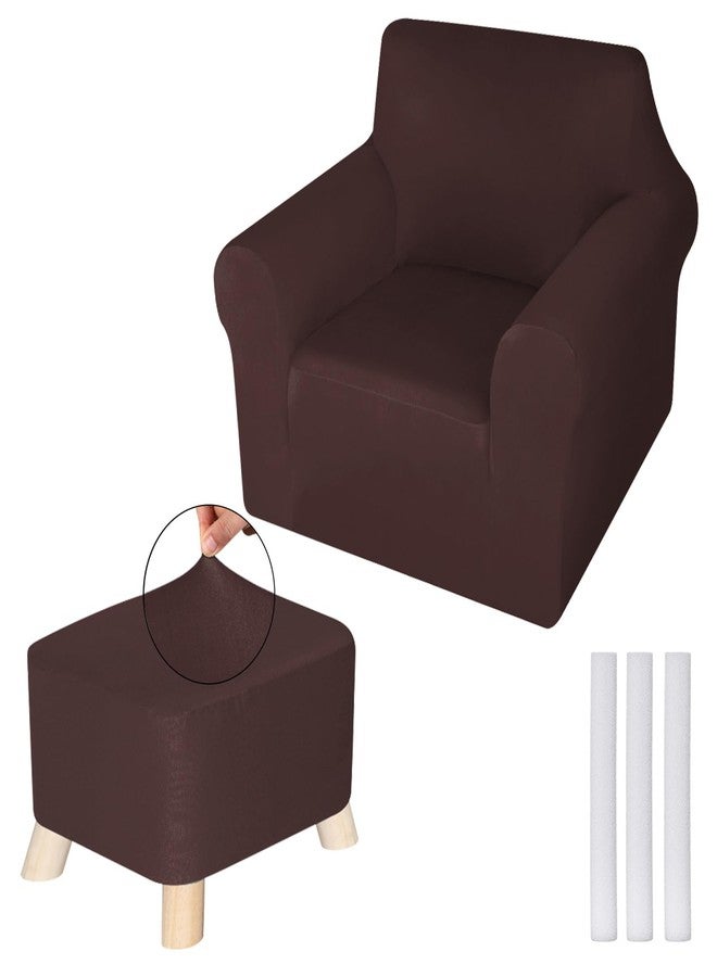 HunnmingRe Chair and Ottoman Cover Set T Cushion Chair Slipcover Milk Silk Sofa Cover Armchair Cover Chair Couch Cover Furniture Protector Couch Soft for Armchair Ottoman (Brown) - Image 1