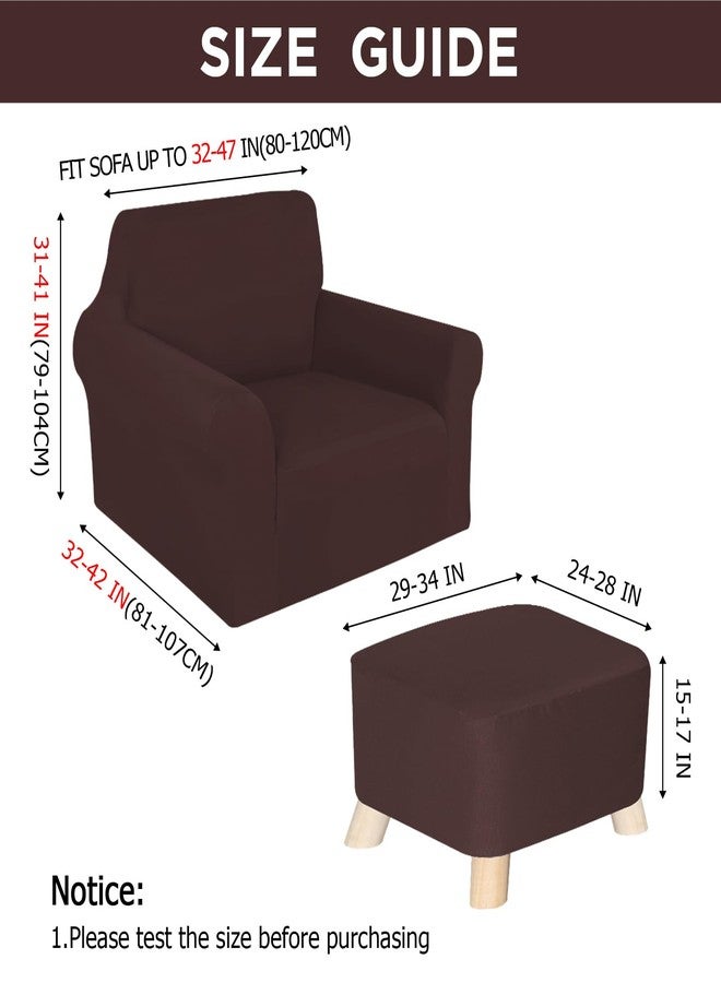 HunnmingRe Chair and Ottoman Cover Set T Cushion Chair Slipcover Milk Silk Sofa Cover Armchair Cover Chair Couch Cover Furniture Protector Couch Soft for Armchair Ottoman (Brown) - Image 2