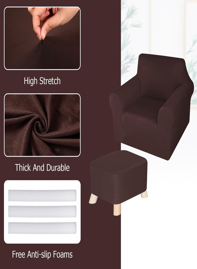 HunnmingRe Chair and Ottoman Cover Set T Cushion Chair Slipcover Milk Silk Sofa Cover Armchair Cover Chair Couch Cover Furniture Protector Couch Soft for Armchair Ottoman (Brown) - Image 4