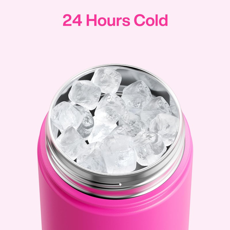 ENCOOL Insulated Water Bottle with Straw Stainless Steel Water Bottle, Leak-Proof, BPA-Free, Double Wall Vacuum Keeps Cold for 24 Hours for Sports, Travel, School (26 oz, Persian Rose) - Image 3