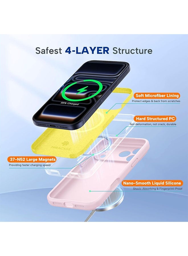 Magnetic Case for iPhone 17 Pro, [MagSafe Compatible][All-Round Protection][With Camera Control Cover][Four-Layer Structure] Nano-Smooth Liquid Silicone Drop Protection Phone Case for iPhone 17 Pro 6.3 inch, Pink - Image 5