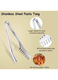 Generic 3Pcs Stainless Steel Spaghetti Server Set, Stainless Steel Spaghetti Pasta Tong, Pasta Spoon Server Fork and Spaghetti Measure Tool, Kitchen Cooking Utensil Set for Noodles Pasta Serving Gadgets  - Image 3