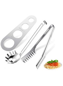 Generic 3Pcs Stainless Steel Spaghetti Server Set, Stainless Steel Spaghetti Pasta Tong, Pasta Spoon Server Fork and Spaghetti Measure Tool, Kitchen Cooking Utensil Set for Noodles Pasta Serving Gadgets  - Image 1