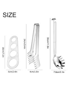 Generic 3Pcs Stainless Steel Spaghetti Server Set, Stainless Steel Spaghetti Pasta Tong, Pasta Spoon Server Fork and Spaghetti Measure Tool, Kitchen Cooking Utensil Set for Noodles Pasta Serving Gadgets  - Image 5