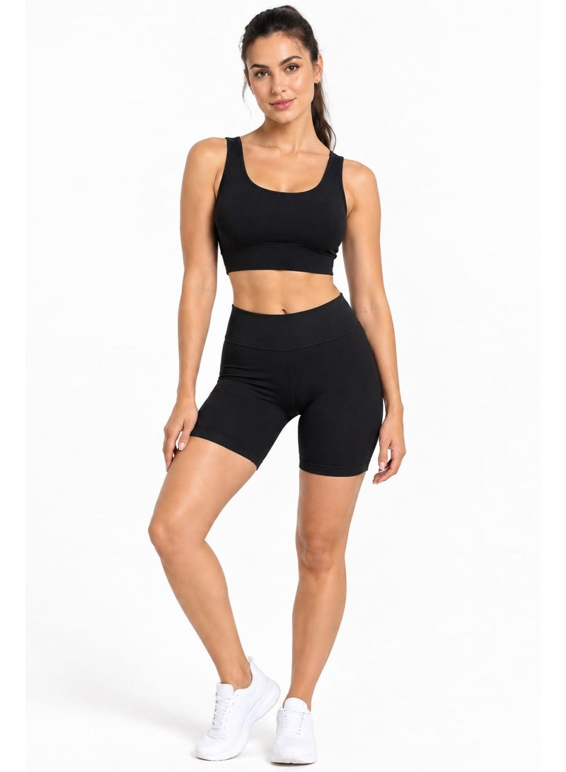 Ronza Women's Biker Shorts High Stretch Elastic Plain Fabric Workout Gym Running Comfortable - Image 1