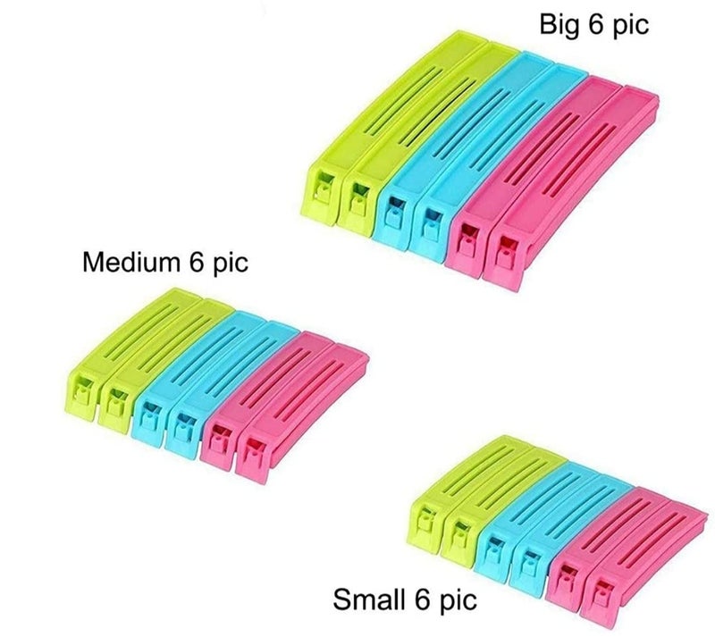Reflections Online 3 Sizes Multipurpose Food Snack Storage Plastic ClipsPacket Sealing ClampsManual Bag SealerFood Pouch ClipsBag Zipper for HomeKitchenOfficeTravelMulticolor18Pcs  - Image 2
