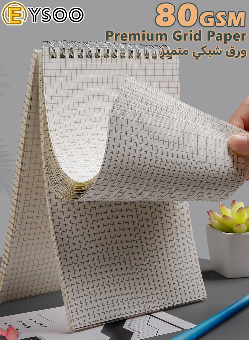  إيسو EYSOO A6 دفاتر حلزونية، عبوة من 8، دفاتر ملاحظات بمربعات (شبكة)، 80 ورقة / 160 صفحة، بحجم الجيب، غلاف صلب، للمكتب والمدرسة (مربعات) - Image 4
