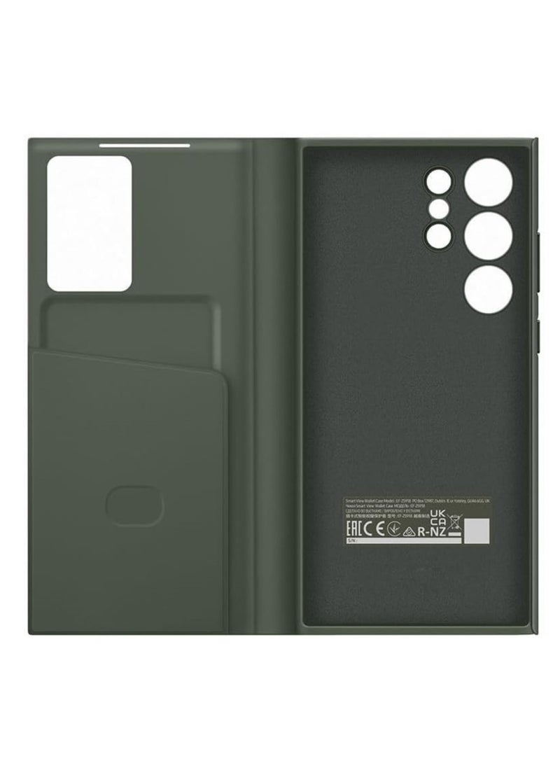 Beauenty For S23 Ultra Smart View Wallet Case Dark Green - Image 3