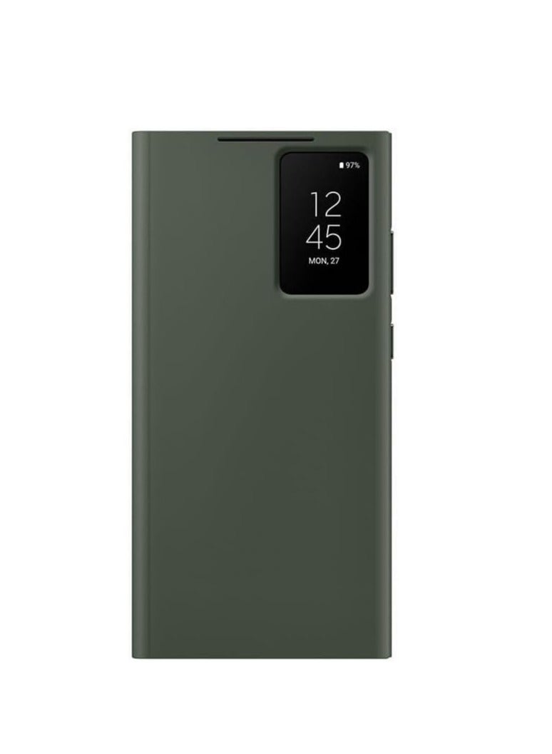 Beauenty For S23 Ultra Smart View Wallet Case Dark Green - Image 1