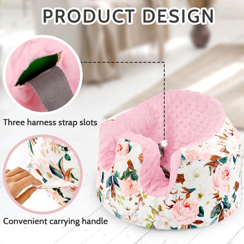 DILIMI Minky Seat Cover Compatible with Bumbo Seat, Removable Ultra Soft Comfortable Warm Seat Slipcover for Baby Girl and Boy, Pink Flower - Image 2