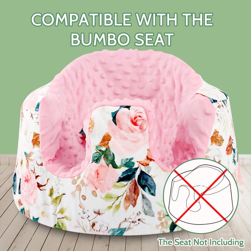 DILIMI Minky Seat Cover Compatible with Bumbo Seat, Removable Ultra Soft Comfortable Warm Seat Slipcover for Baby Girl and Boy, Pink Flower - Image 4