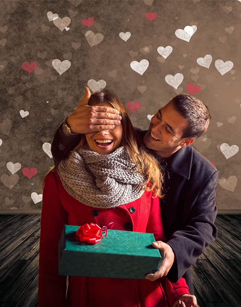 WOLADA Valentineâ€™s Day Photography Backdrop - Vintage Brown Heart & Wood Floor Photo Background for Photo Booth, Romantic Party, Couple Portraits & Studio Shoots 5x7FT 10876 - Image 4