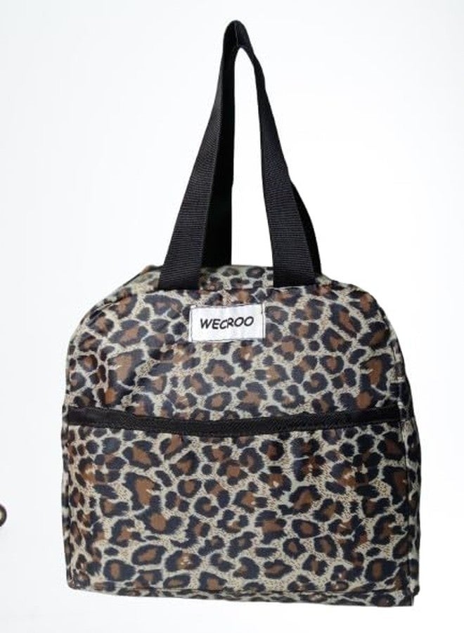 WECROO Leopard Print Lunch Tote Bag Insulated Lunch Bag for Women Girls, Picnic Handbag Bags for Adults Kids School Work Travel (Brown Cheeta Print) - Image 1