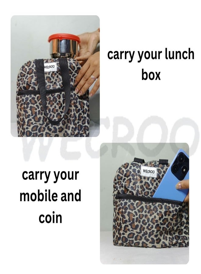 WECROO Leopard Print Lunch Tote Bag Insulated Lunch Bag for Women Girls, Picnic Handbag Bags for Adults Kids School Work Travel (Brown Cheeta Print) - Image 5
