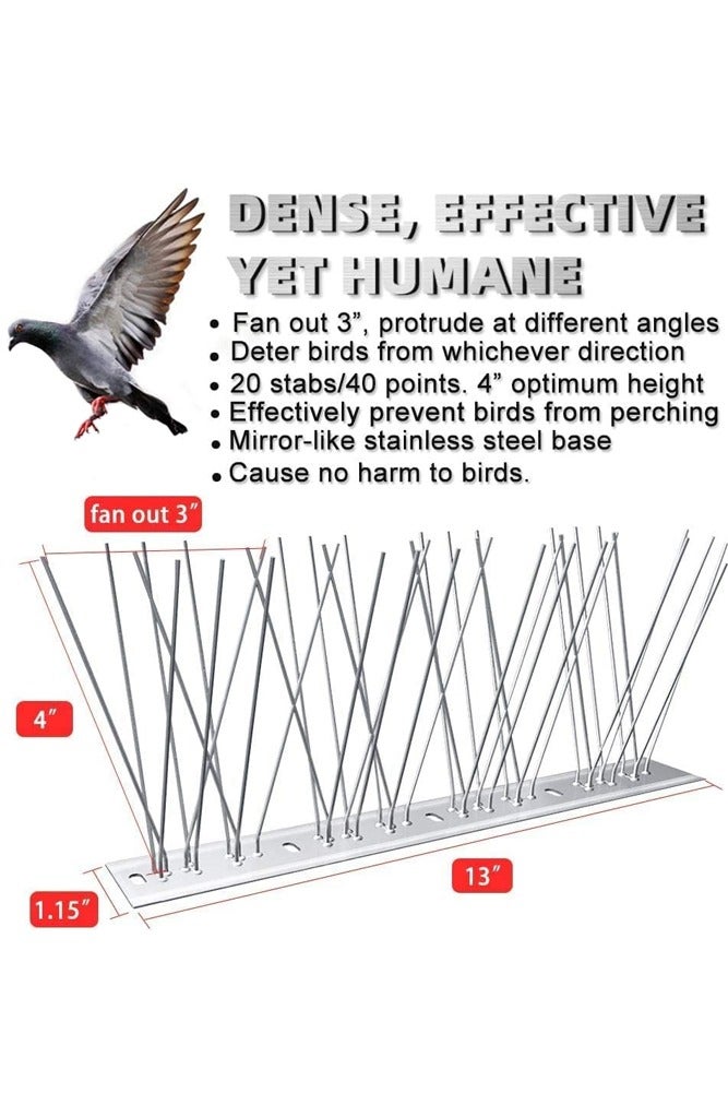 BELLSBERRY 5PCS Bird Spikes for Roofs – Stainless Steel Deterrent to Keep Birds Away - Image 2