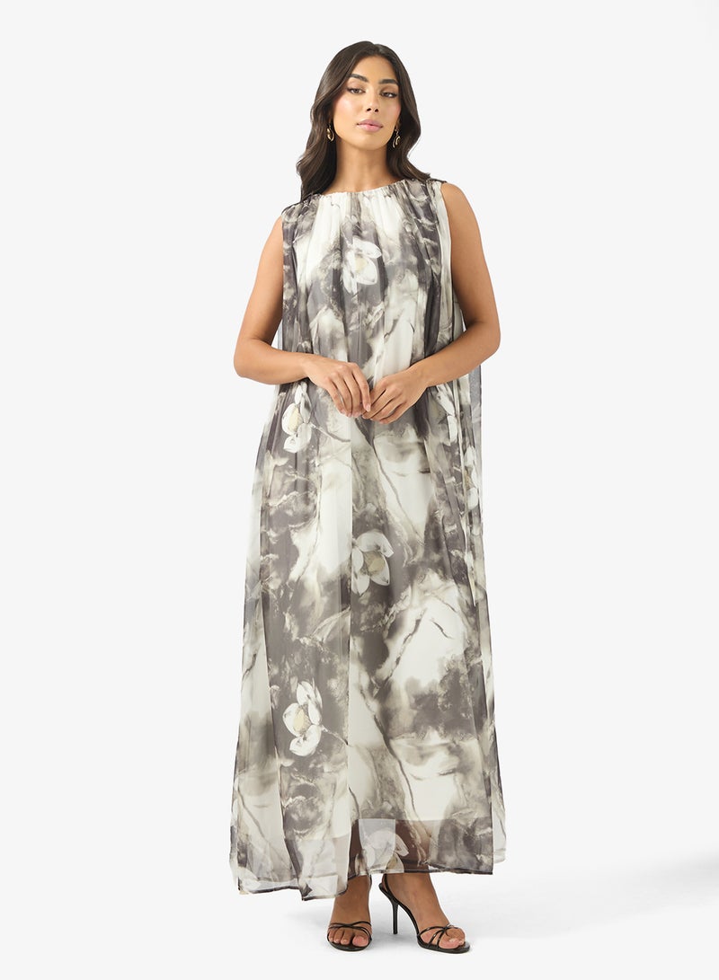 BCBG PRINTED SLEEVELESS MAXI DRESS - Image 1