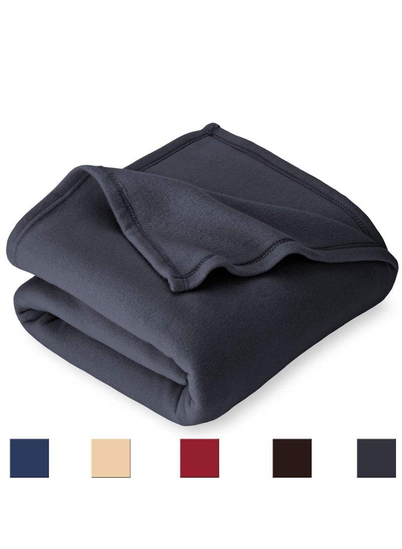 BSB BSB HOME® 220 GSM Premium Plush Double Blanket for Bed, Sofa, Couch, Travel and Camping AC Blanket | 220x230 cm | Navy | SOLID POLO BLANKET  - Image 1
