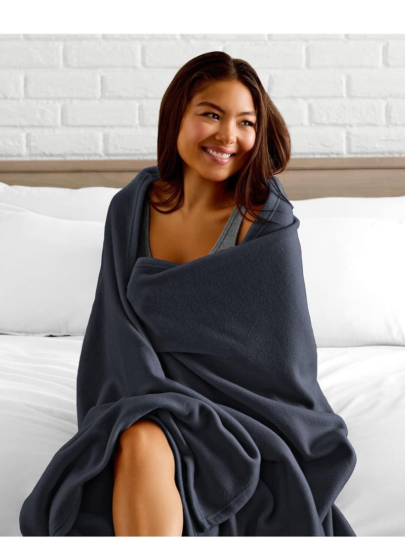 BSB BSB HOME® 220 GSM Premium Plush Double Blanket for Bed, Sofa, Couch, Travel and Camping AC Blanket | 220x230 cm | Navy | SOLID POLO BLANKET  - Image 5