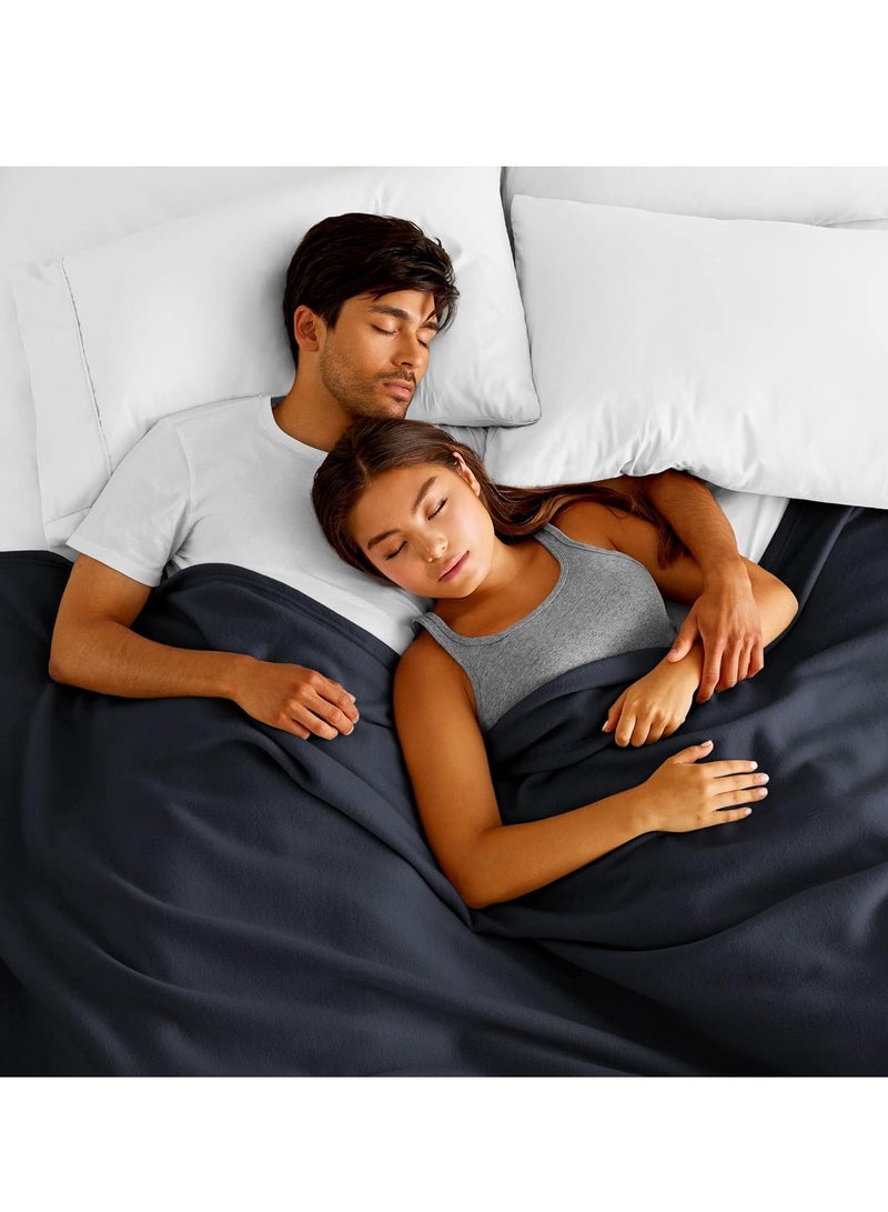 BSB BSB HOME® 220 GSM Premium Plush Double Blanket for Bed, Sofa, Couch, Travel and Camping AC Blanket | 220x230 cm | Navy | SOLID POLO BLANKET  - Image 3