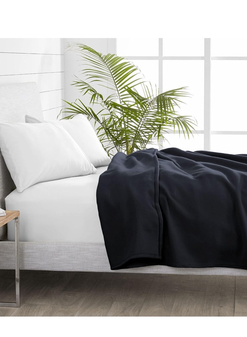 BSB BSB HOME® 220 GSM Premium Plush Double Blanket for Bed, Sofa, Couch, Travel and Camping AC Blanket | 220x230 cm | Navy | SOLID POLO BLANKET  - Image 4
