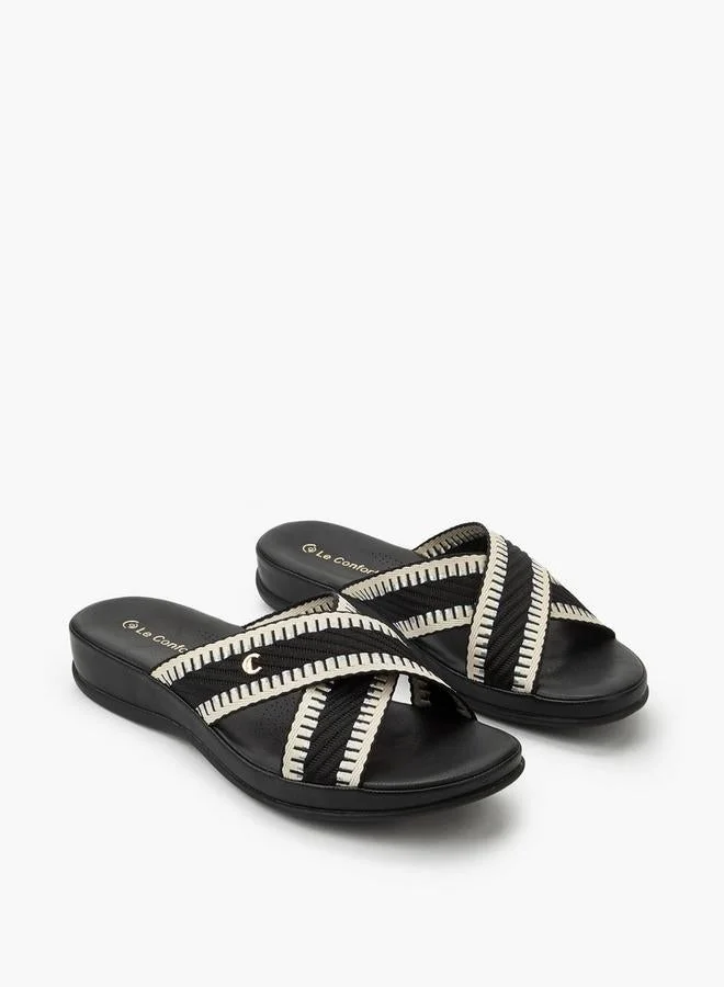 Le Confort BLACK Metallic Embellished Slide Sandal for Women | Best Price UAE