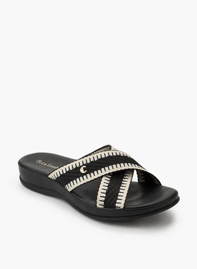 Le Confort BLACK Metallic Embellished Slide Sandal for Women | Best Price UAE