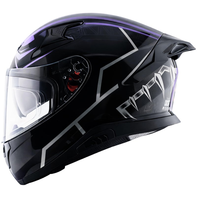 Axor Apex Marvel Black Panther ISI ECE and DOT Certified Full Face Helmet for Men and Women with Dual Visors-Black Purple-M - Image 2