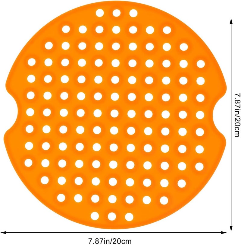 Silicone Air Fryer Mat Round Orange Perforated Non-stick Liner with Drain Easy-clean Cooking Pad Compatible with Multiple Air Fryer Models Oil-draining Kitchen Gadget - Image 2