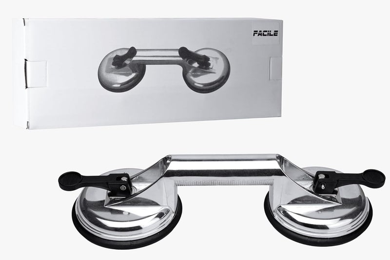 Facile ® Double Suction Cup Lifter – 58kg Capacity | Heavy-Duty Aluminium Body Dent Remover Tool for Tile, Glass, Panel Lifting - Image 1