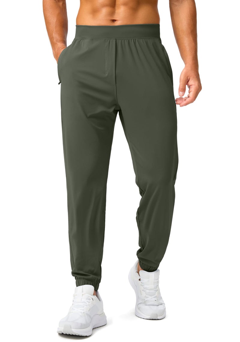 Soothfeel Men's Joggers with Zipper Pockets Golf Joggers Lightweight Sweatpants Athletic Workout Pants for Men Track 30" (Sage Green, M) - Image 1
