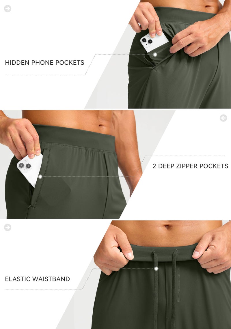 Soothfeel Men's Joggers with Zipper Pockets Golf Joggers Lightweight Sweatpants Athletic Workout Pants for Men Track 30" (Sage Green, M) - Image 3