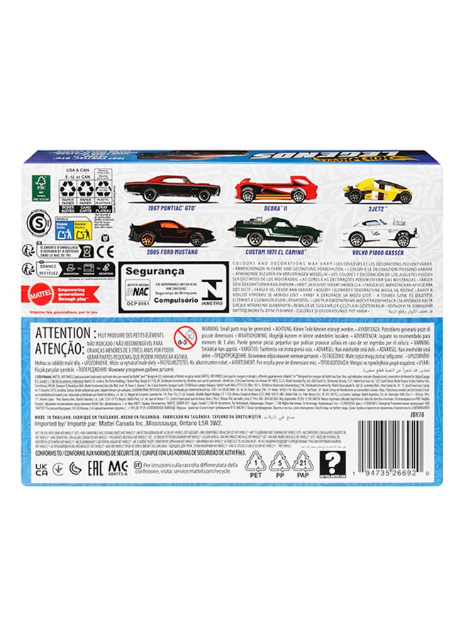 Hot Wheels Pack of 6 1:64 Scale Die-Cast Toy Cars & Trucks, Set Of 6 Hw Legends Vehicles With Elevated Deco (Styles May Vary, Color May Vary) - Image 4