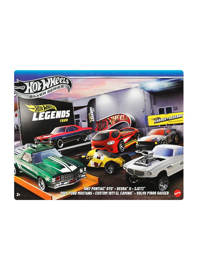 Hot Wheels Pack of 6 1:64 Scale Die-Cast Toy Cars & Trucks, Set Of 6 Hw Legends Vehicles With Elevated Deco (Styles May Vary, Color May Vary) - Image 3