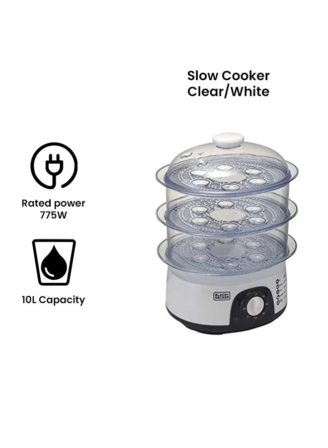 BLACK+DECKER Food Steamer 10 L 775 W HS6000-B5 Clear/White - Image 2