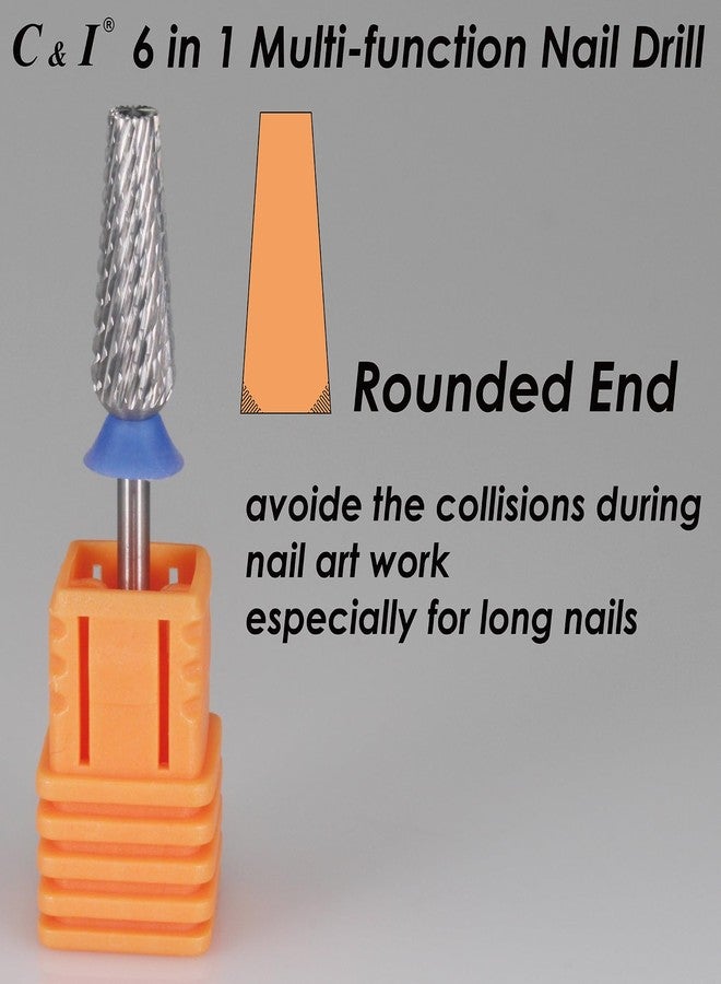 C & I Nail Drill Bit 6 in 1 Multi-function Rounded End E File, Tungsten Steel CNC Overall Cutting, Manicure Tool for Nail Tech Quick Remove Nail Gels, Acrylic Nails (Original, Middle -M) - Image 4
