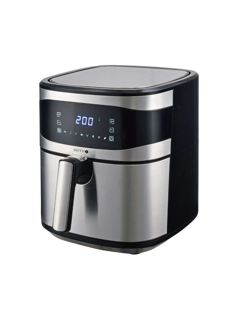 دوتس قلاية هوائية من الفولاذ المقاوم للصدأ سعة 6.5 لتر من دوتس ستانلس ستيل مع شاشة رقمية تعمل باللمس، 8 برامج 1600 واط مقلاة هوائية ساخنة بدون زيت مقلاة هوائية وظيفة مؤقت القلاية الهوائية - Image 1