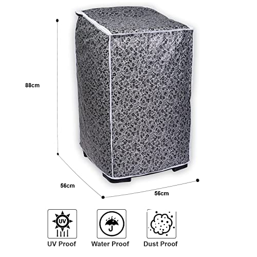 Classic® Top Load Washing Machine Cover Suitable for LG 7 Kg, 7.2 Kg, 7.5 Kg, 8 Kg (56cmsX56cmsX88cms, Black & Grey) - Image 4