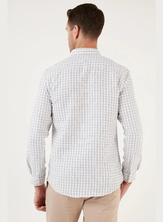 Buratti  Buratti Plaid Cotton Blend Button-Down Collar Long-Sleeve Slim Fit Shirt Men's SHIRT CF23S7497 for Men | Best Price UAE