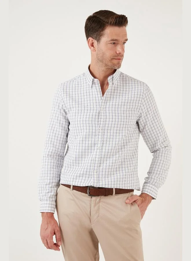 Buratti Plaid Cotton Blend Button-Down Collar Long-Sleeve Slim Fit Shirt Men's SHIRT CF23S7497