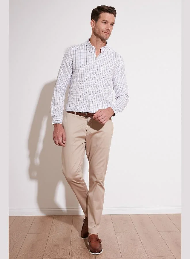 Buratti  Buratti Plaid Cotton Blend Button-Down Collar Long-Sleeve Slim Fit Shirt Men's SHIRT CF23S7497 for Men | Best Price UAE