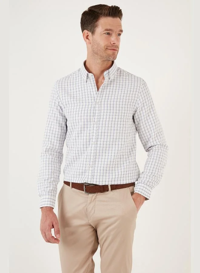 Buratti  Buratti Plaid Cotton Blend Button-Down Collar Long-Sleeve Slim Fit Shirt Men's SHIRT CF23S7497 for Men | Best Price UAE