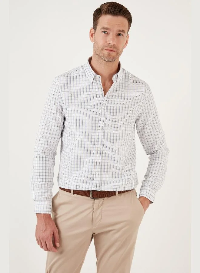 Buratti  Buratti Plaid Cotton Blend Button-Down Collar Long-Sleeve Slim Fit Shirt Men's SHIRT CF23S7497 for Men | Best Price UAE