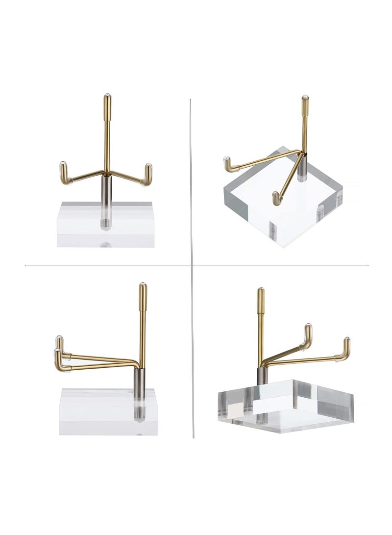 Captaintech Small Size Adjustable Golden Metal Arm Display Stand Easel with Square Acrylic Base, Display Holder fit for Geodes Rock,  Mineral, Agate ,Fossil, Coral, Coin, Metal Arm Display Stand Easel - Image 4
