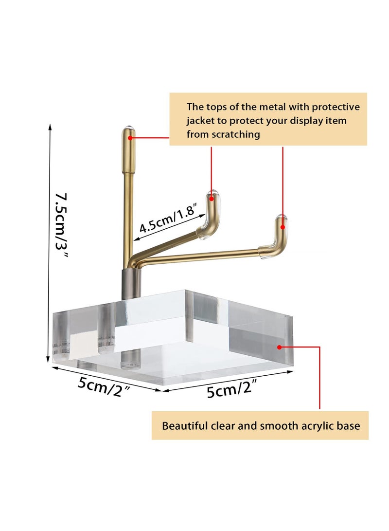 Captaintech Small Size Adjustable Golden Metal Arm Display Stand Easel with Square Acrylic Base, Display Holder fit for Geodes Rock,  Mineral, Agate ,Fossil, Coral, Coin, Metal Arm Display Stand Easel - Image 2