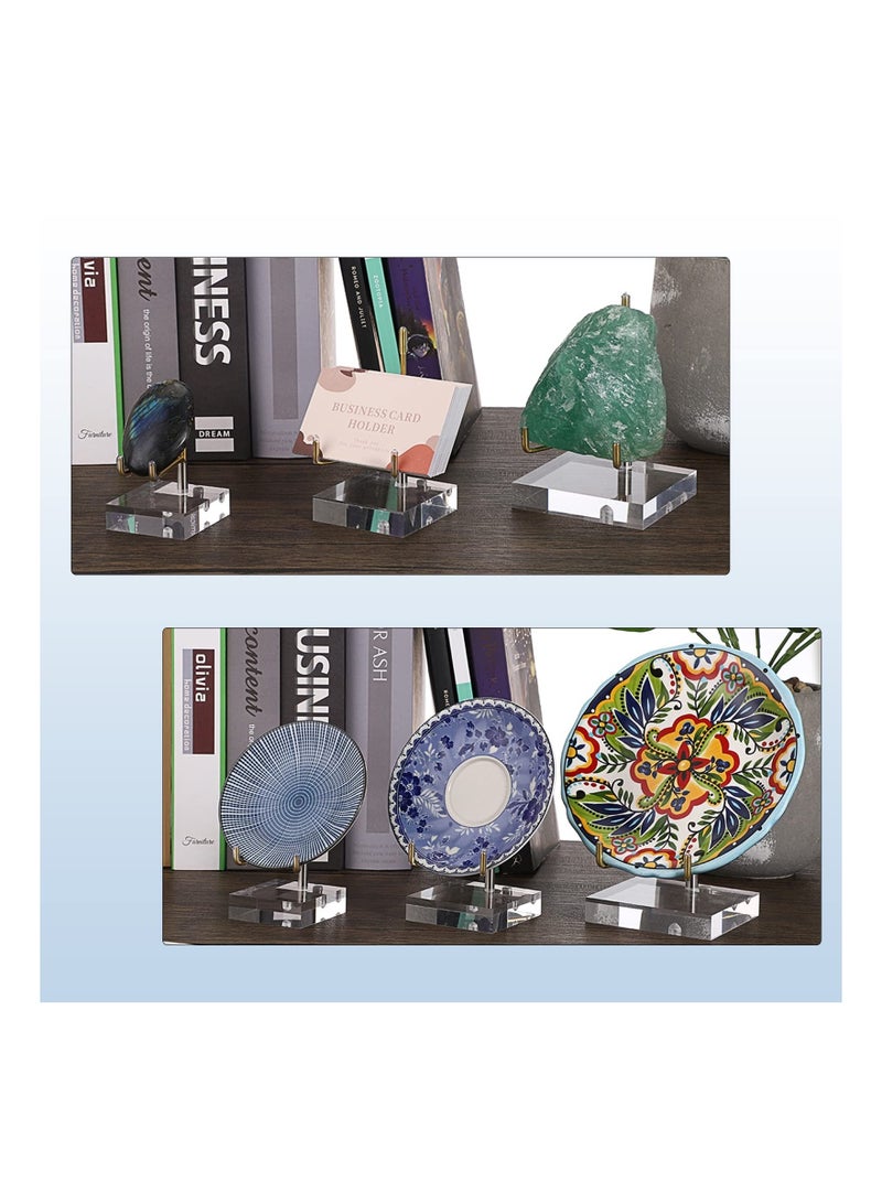 Captaintech Small Size Adjustable Golden Metal Arm Display Stand Easel with Square Acrylic Base, Display Holder fit for Geodes Rock,  Mineral, Agate ,Fossil, Coral, Coin, Metal Arm Display Stand Easel - Image 3