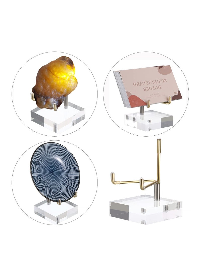 Captaintech Small Size Adjustable Golden Metal Arm Display Stand Easel with Square Acrylic Base, Display Holder fit for Geodes Rock,  Mineral, Agate ,Fossil, Coral, Coin, Metal Arm Display Stand Easel - Image 5