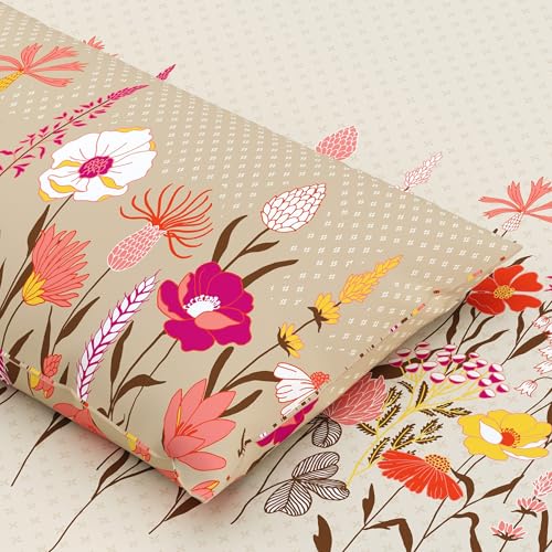 Home Ecstasy 100% Cotton Double Bedsheet with 2 Pillow Covers - (Size 87 x 92 inches, 140 TC, Colour - Beige: Frost Petal) - Image 4