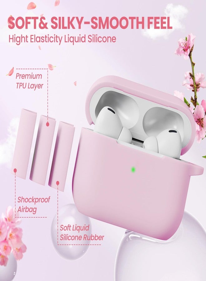 جراب لسماعات AirPods Pro 3 للرجال والنساء والفتيات، متوافق مع الجيل الثالث من AirPods Pro، غطاء حماية من السيليكون الناعم لجهاز Apple iPod Pro 3 مع قلم تنظيف وحلقة مفاتيح، لون وردي - Image 4